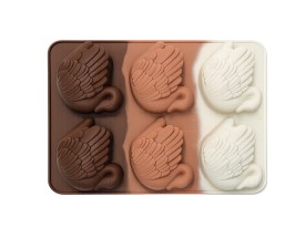 Molde silicona tricolor marron 6 cisnes 